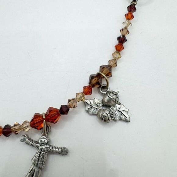 Fall Halloween Autumn Beaded Charm Bracelet Pumpkin Scarecrow Cornucopia - Picture 4 of 9